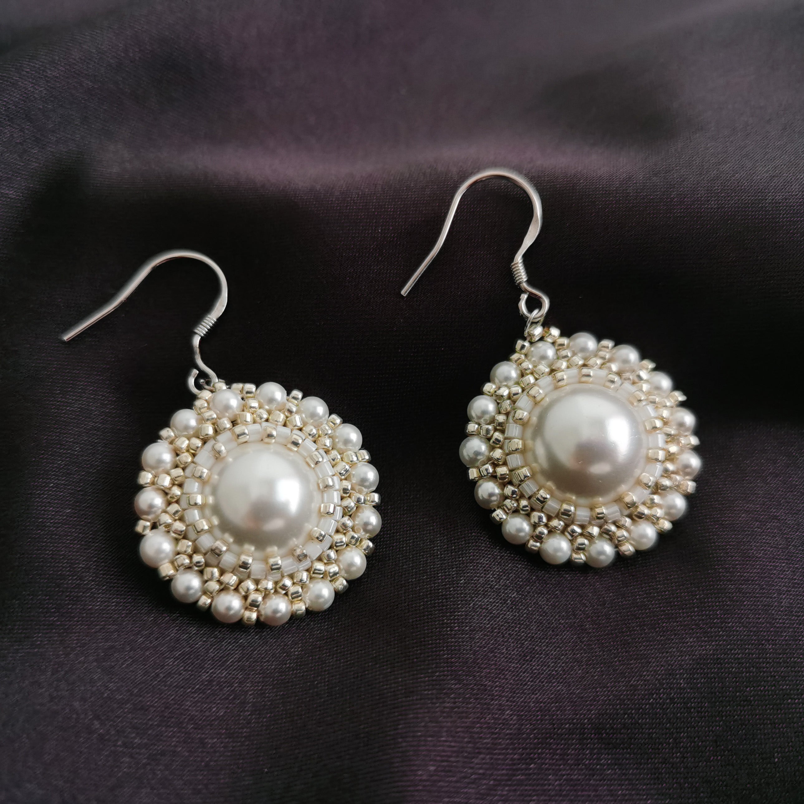 Kit - 12mm White Beaded Pearl Earrings