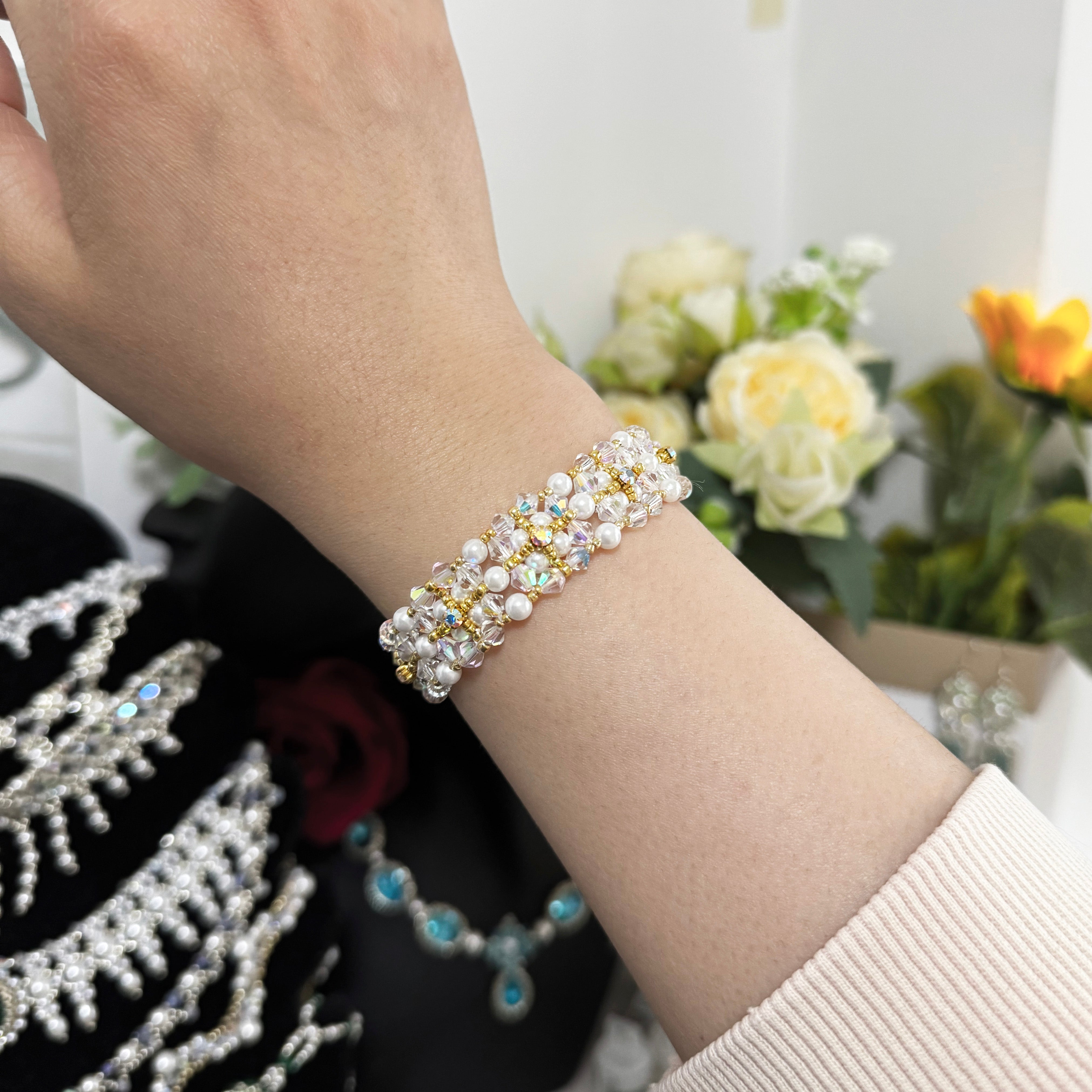 Kit - Golden Crystal Pearl Bracelet