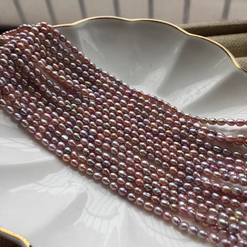 3-4mm Purple Rice Shape Freshwater Pearls