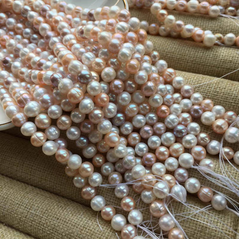 8-9mm Colorful Round Threaded Freshwater Pearls