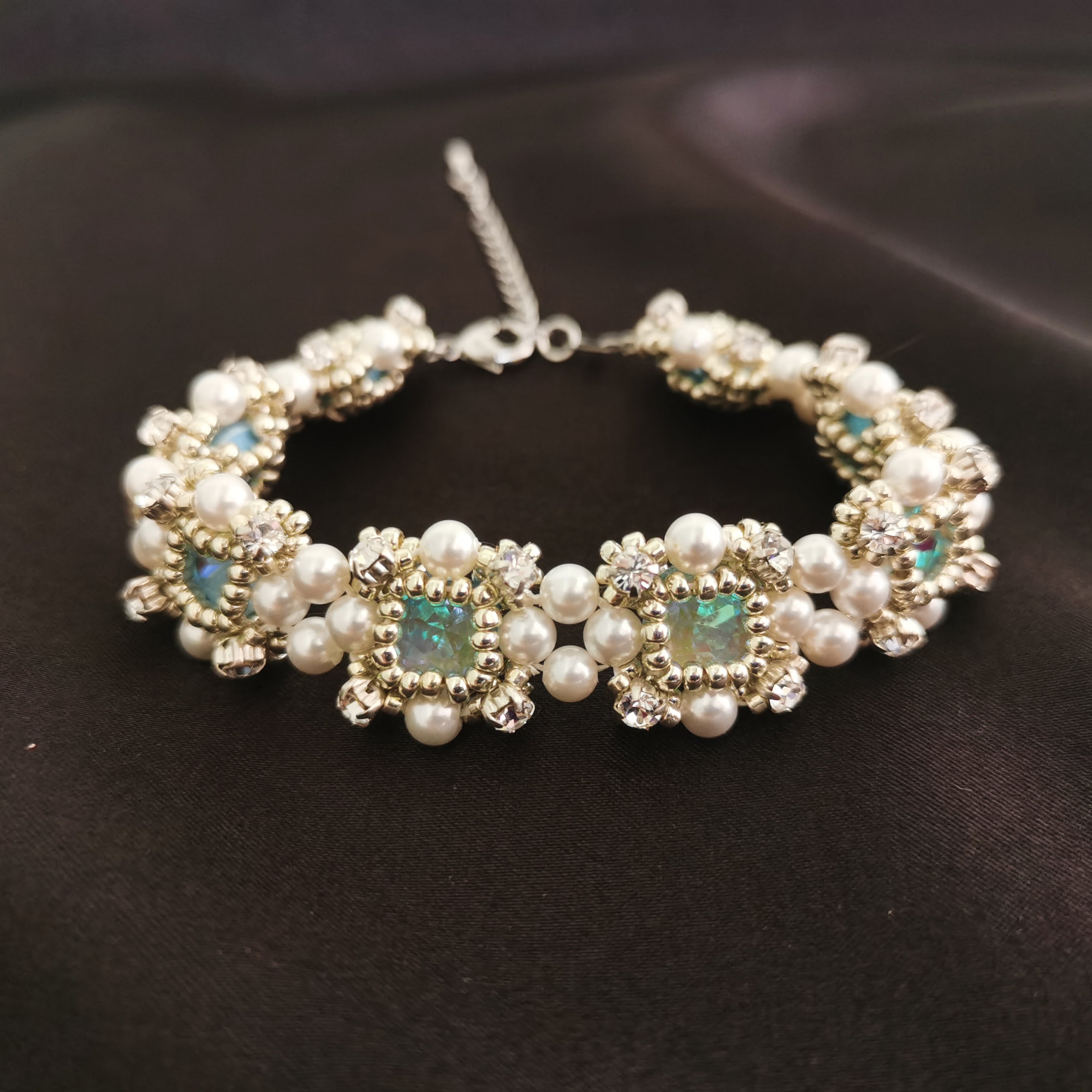 Kit - Crystal Gemstones Beaded Pearl Bracelet