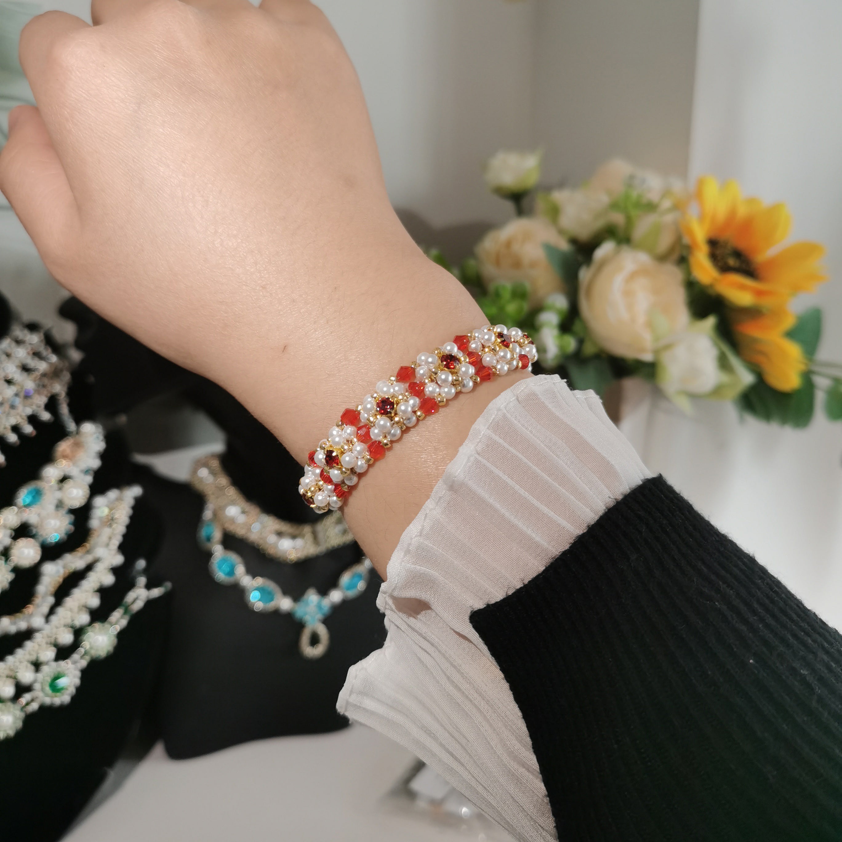 Kit - Crystal Red Pearl Bracelet