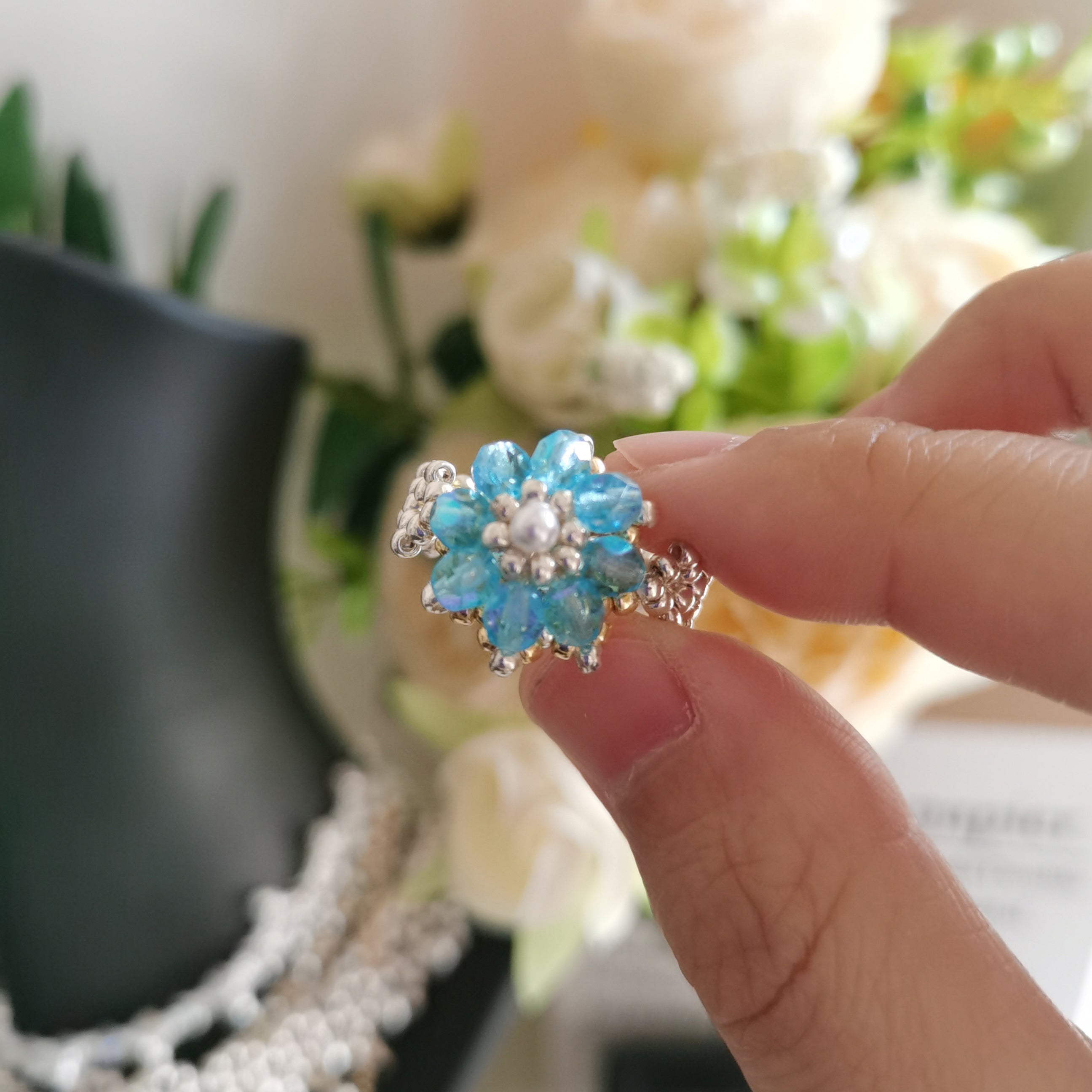 Kit - Blue Sun Flower Pearl Ring