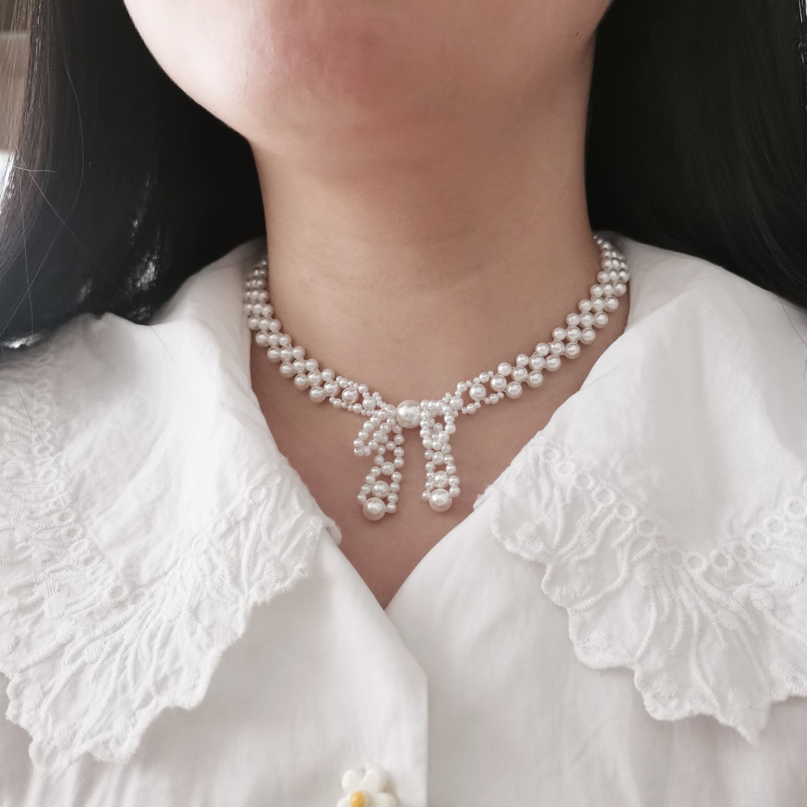 Kit - Bowknot Beaded Pearl Necklace