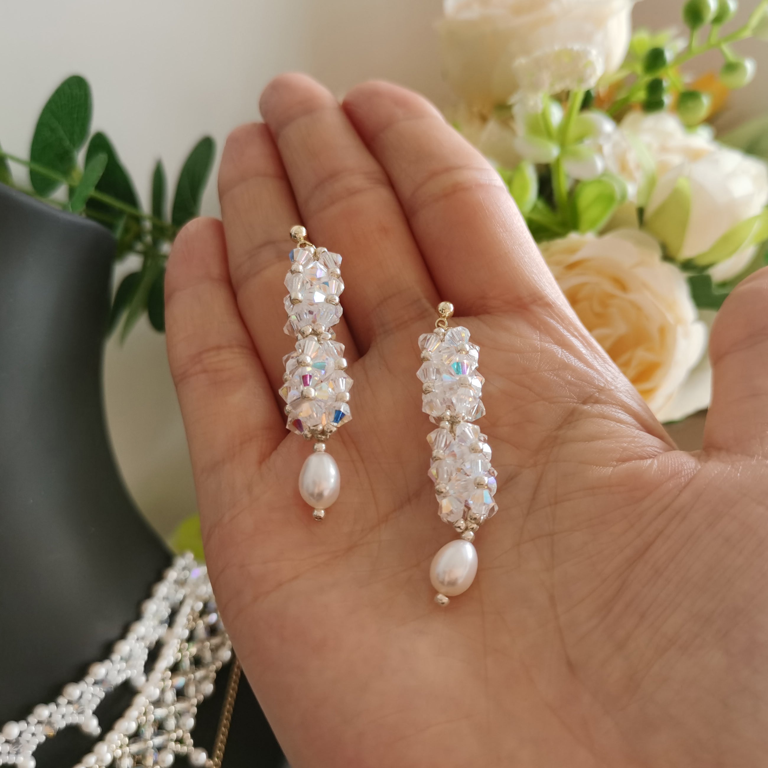Kit - Crystal Pendant Pearl Earrings