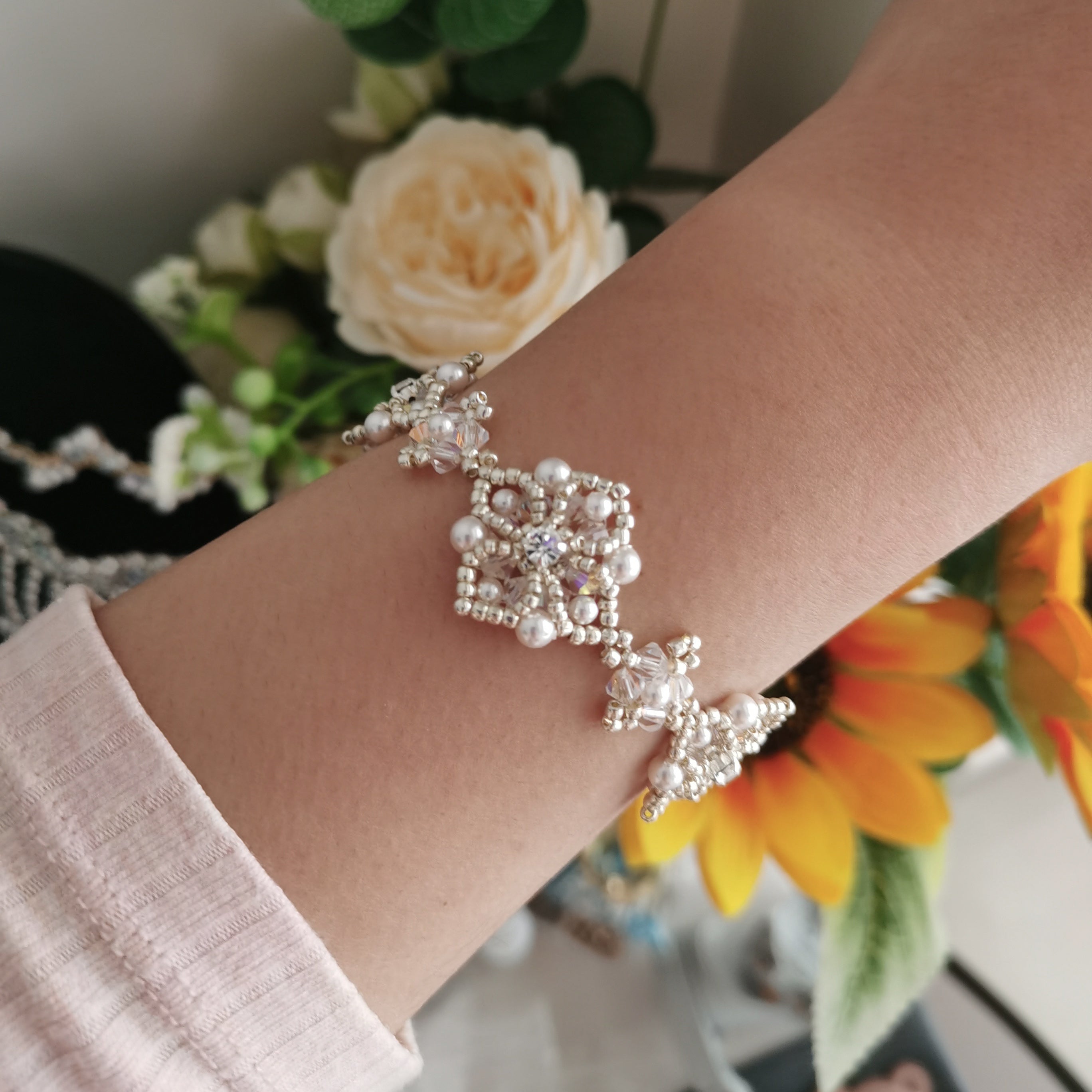 Kit - Crystal Flower Pearl Bracelet