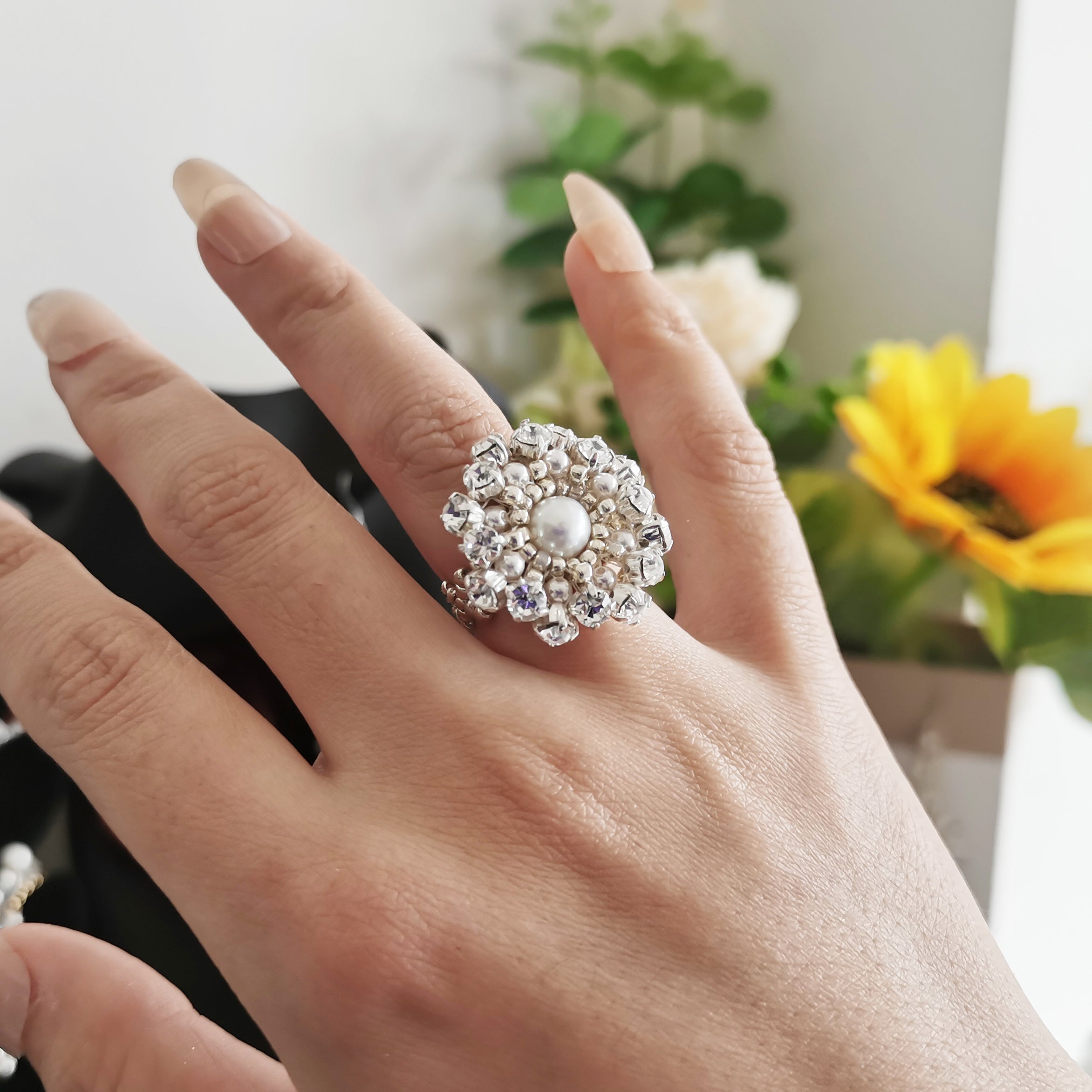 Kit - Diamond Beaded Pearl Ring