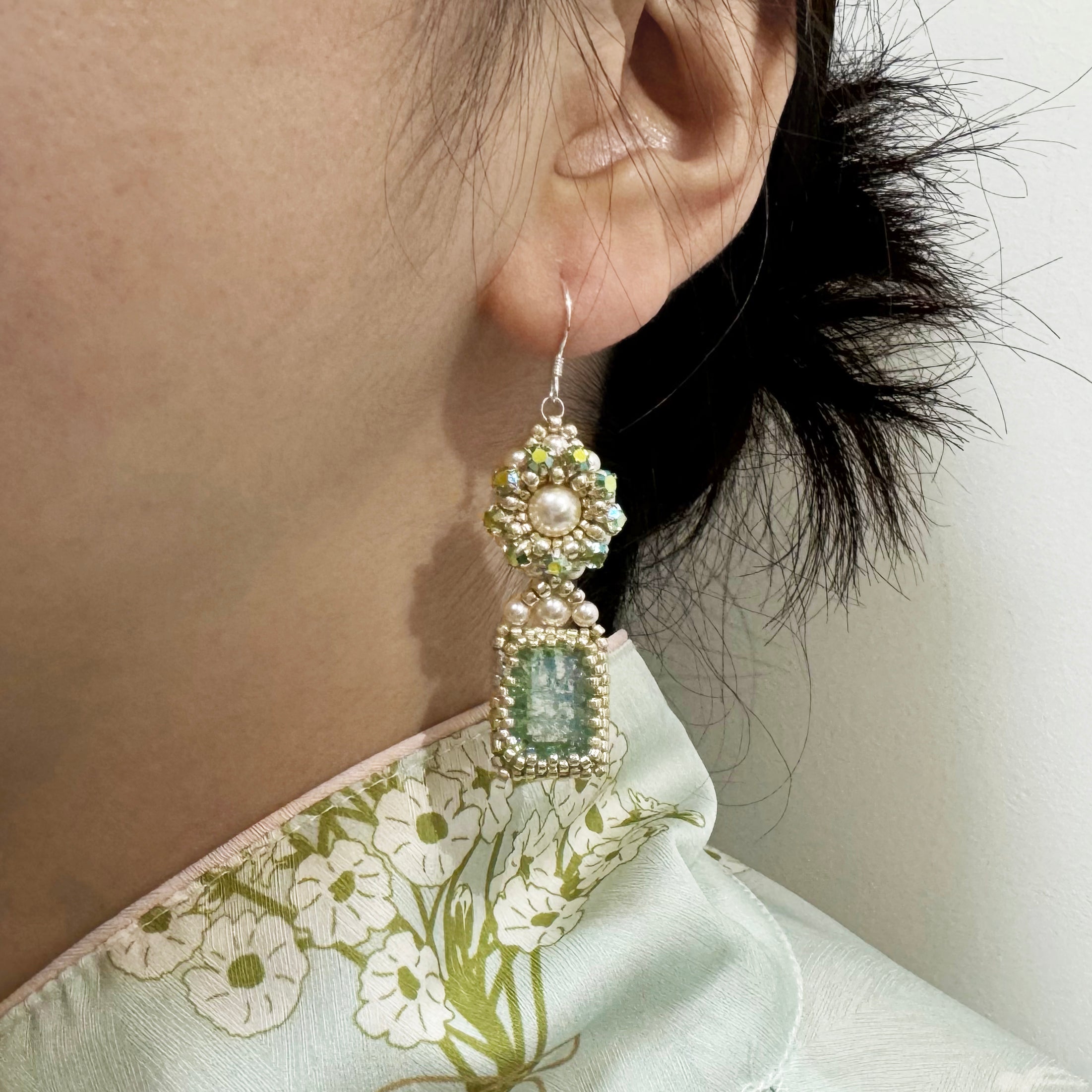 Kit - Fresh Green Gemstone Pearl Earrings
