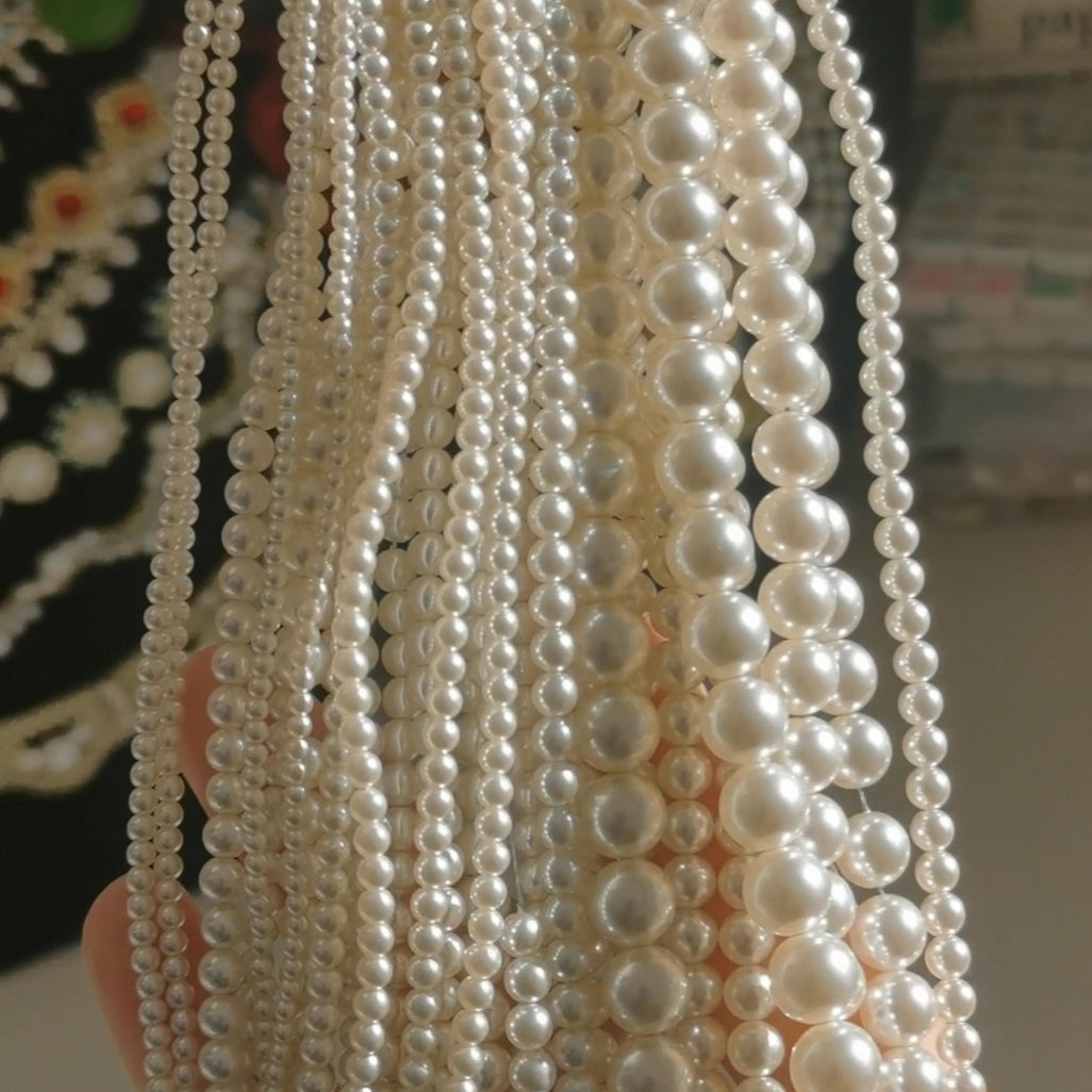 2mm-12mm Round Glass Pearls White