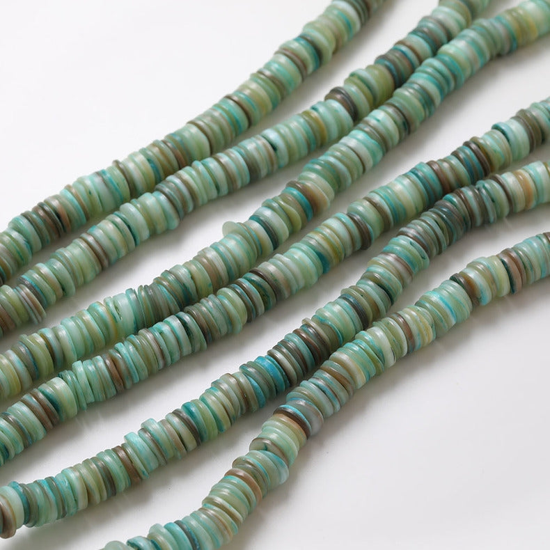 Green Shell Flat Beads