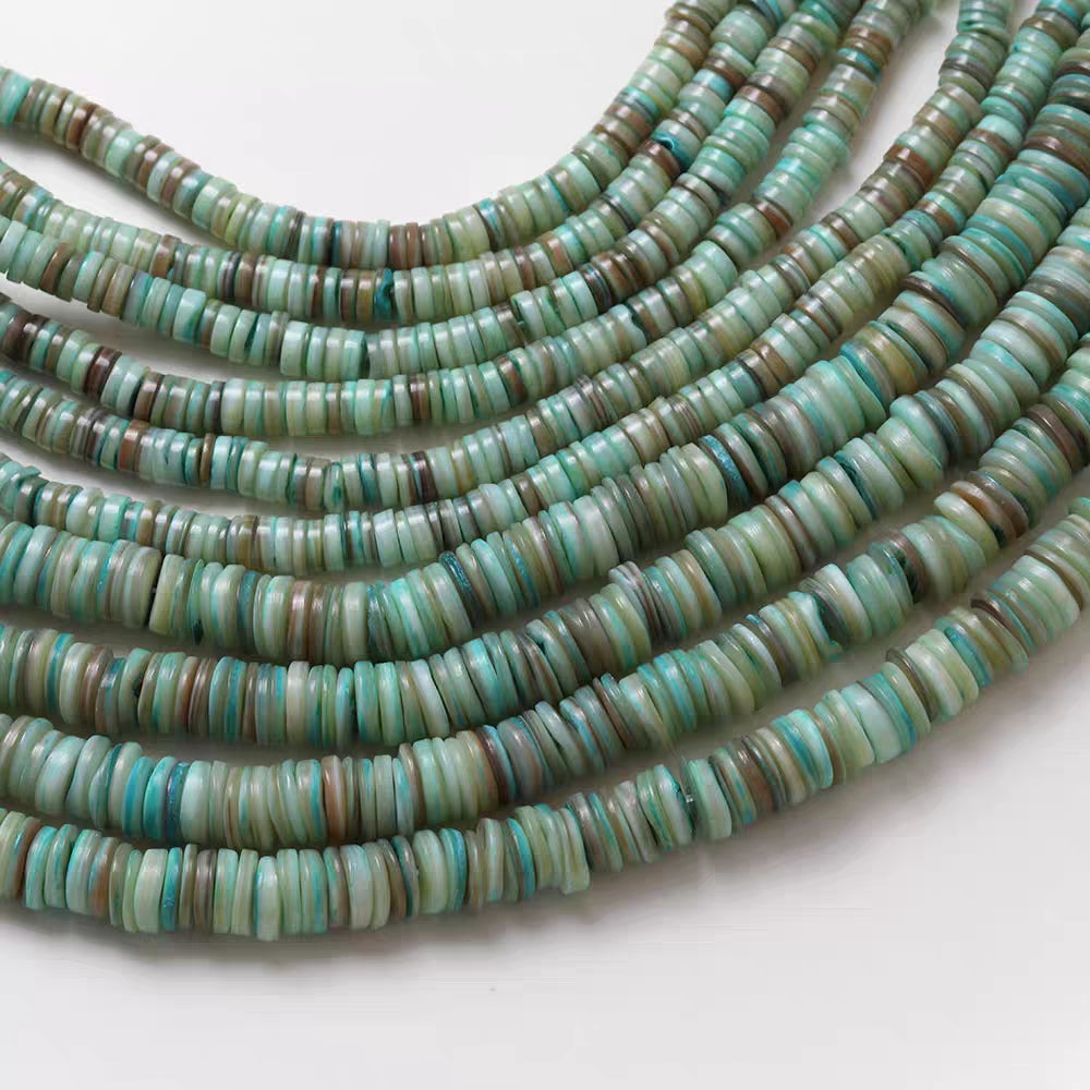 Green Shell Flat Beads