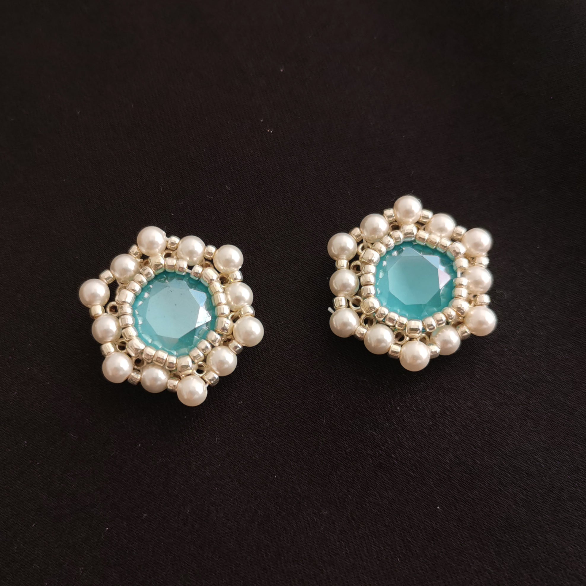 Kit - Hexagon Beaded Stud Pearl Earrings