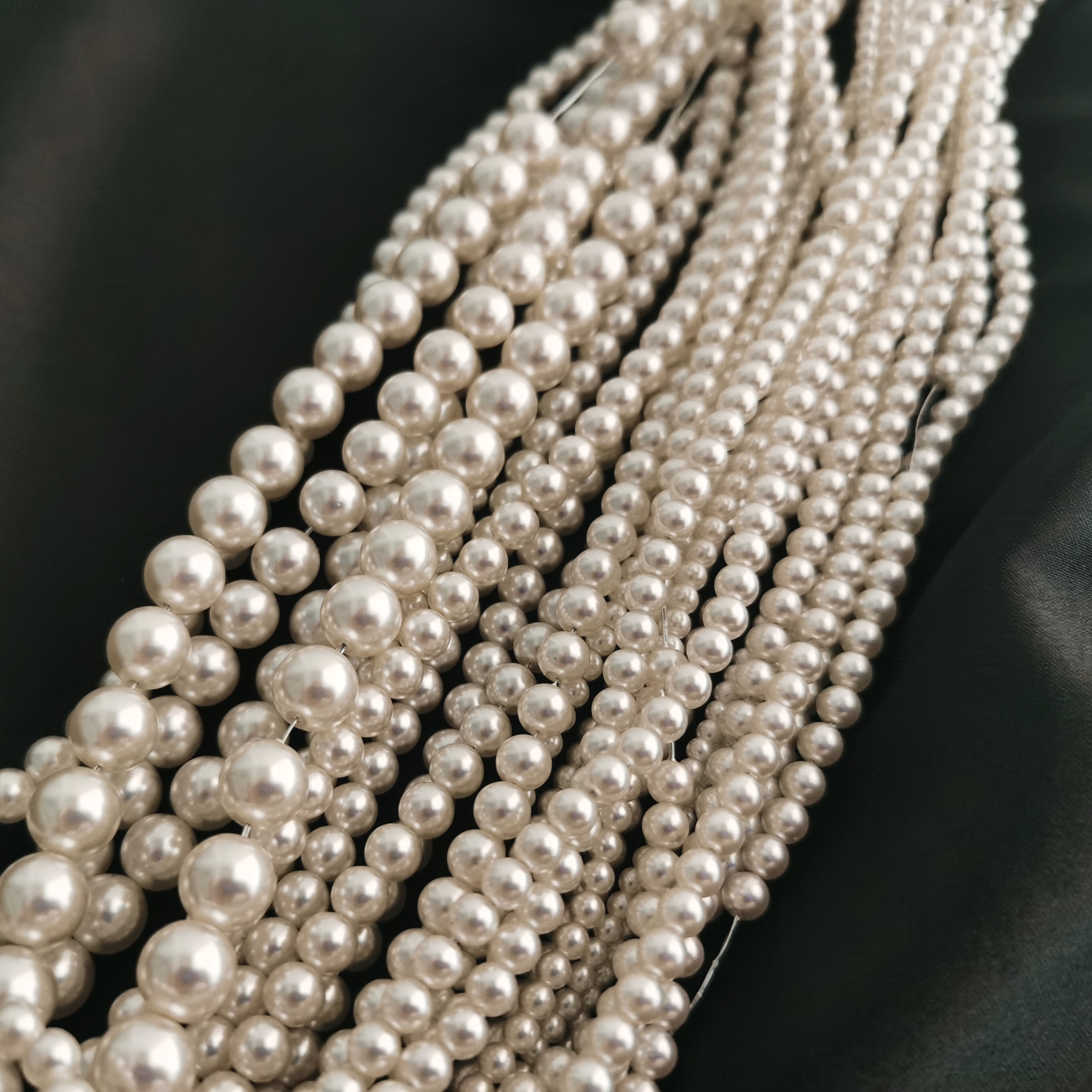 2mm-12mm Round Glass Pearls White