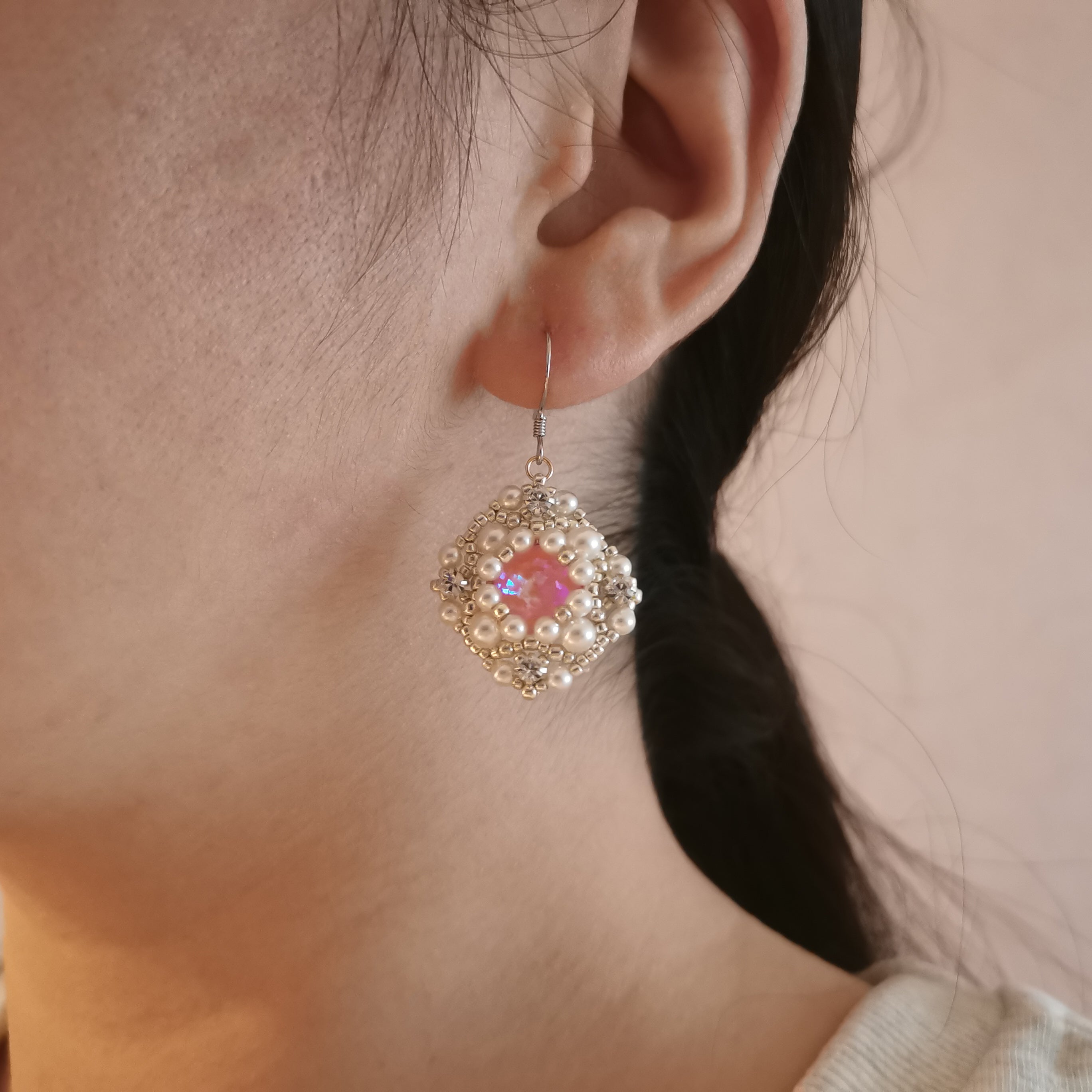 Kit - Pink Diamond Pearl Earrings