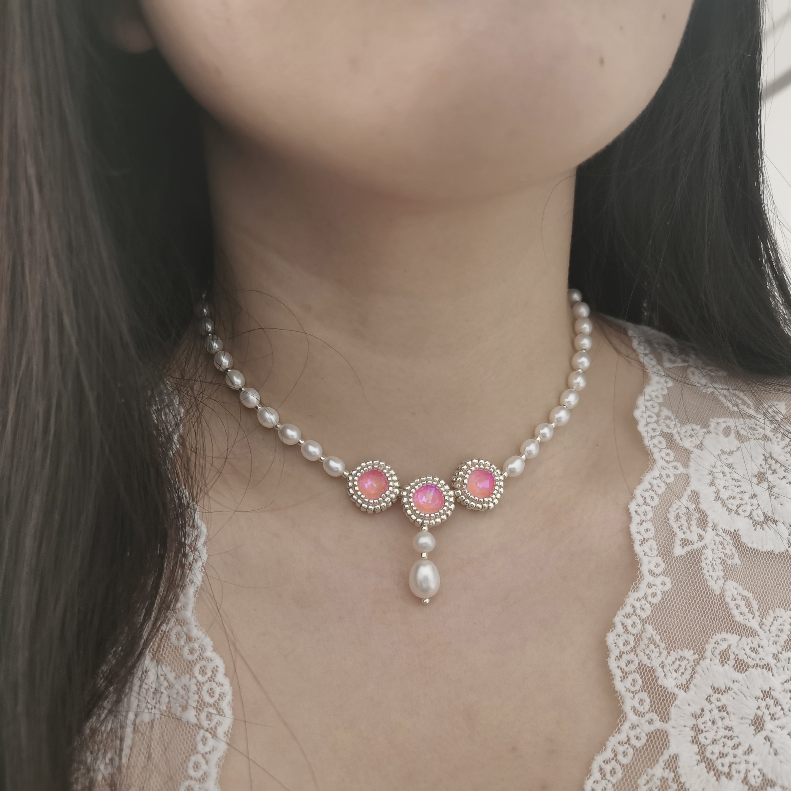 Kit - Pink Diamond Pearl Necklace