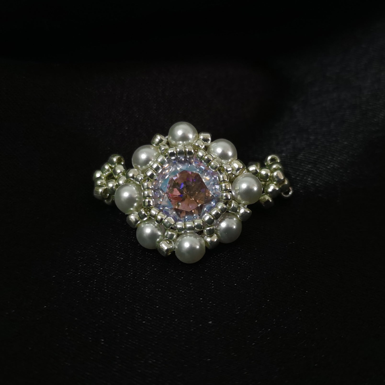 Kit - Purple Diamond Beaded Pearl Ring