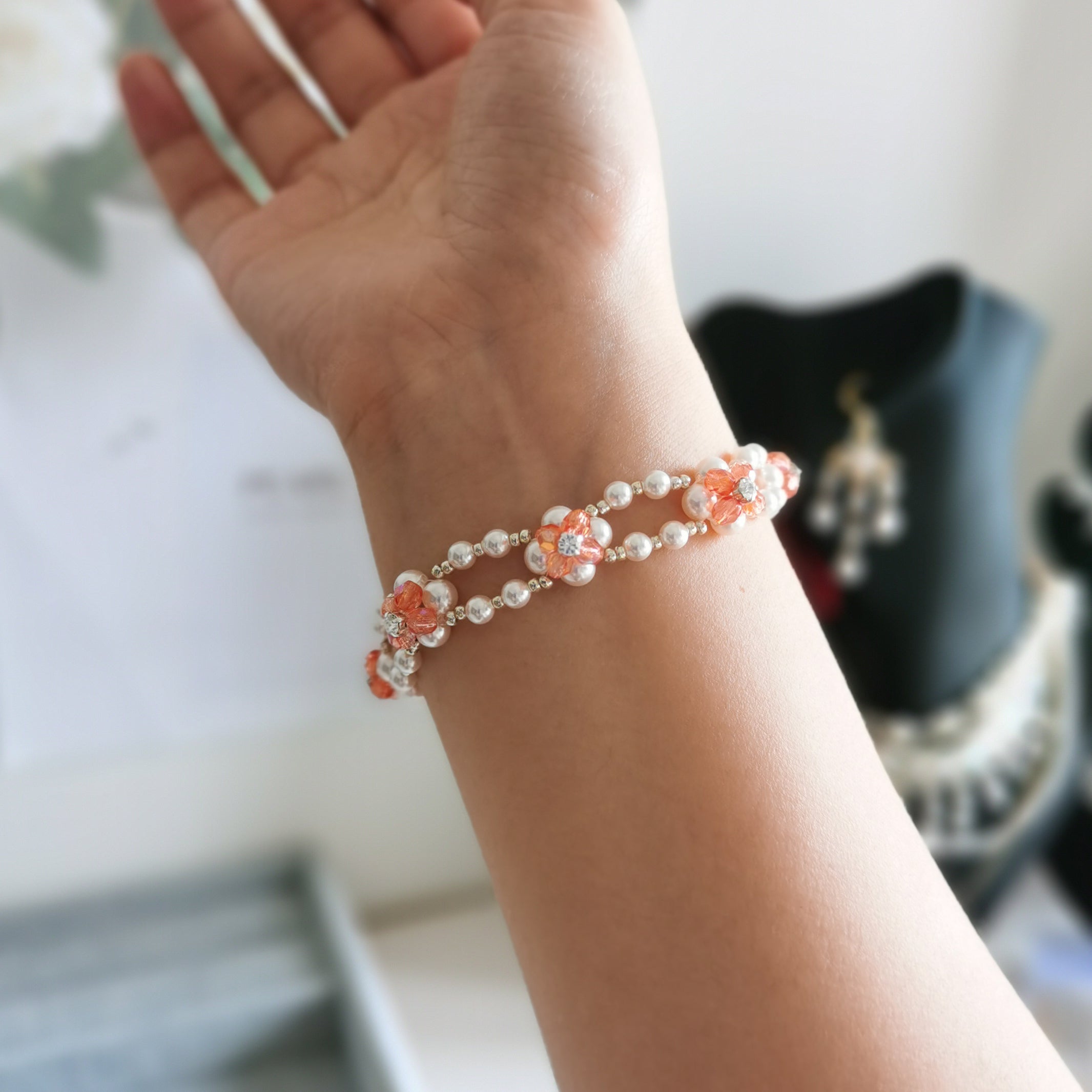 Kit - Red Flower Pearl Bracelet