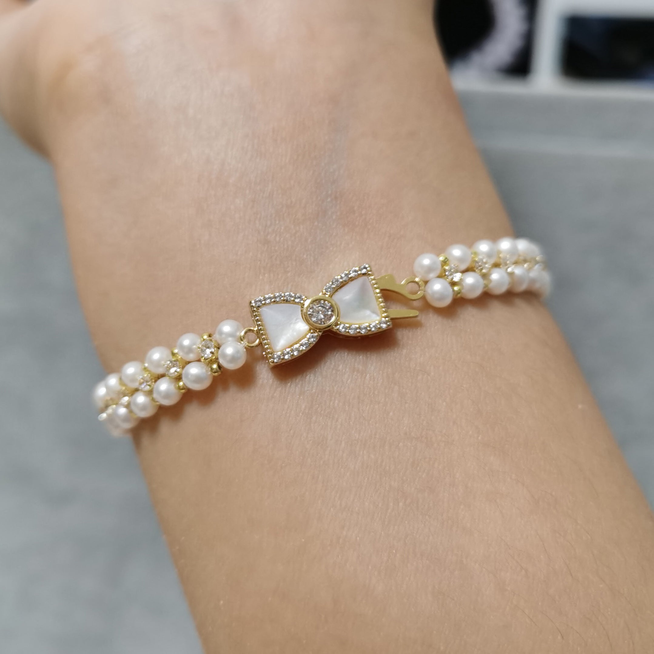 Kit - Zircon Bowknot Pearl Bracelet